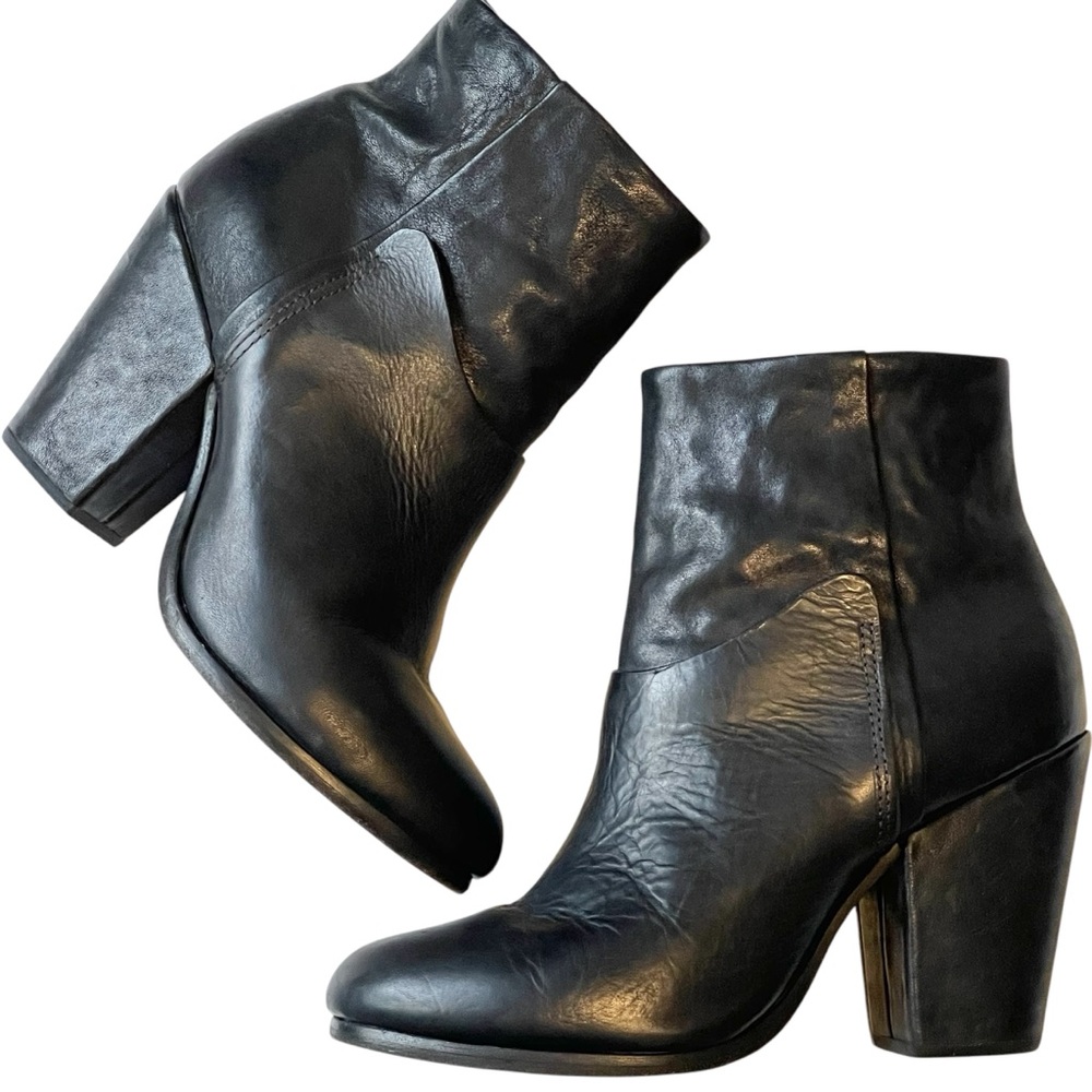 Rag & Bone Kendall Black Leather High Heel Ankle Boots Booties Size 8